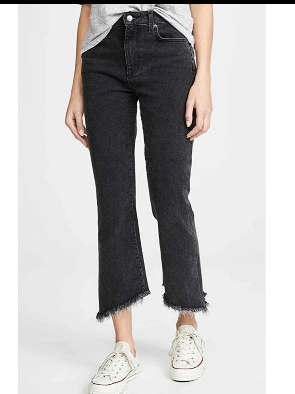 Joe's Jeans Callie High Rise Cropped boot Black Frayed Hem Jeans 29